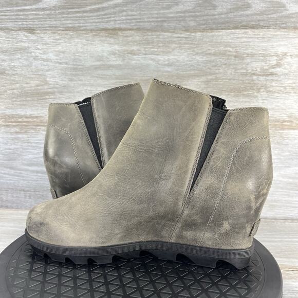 Sorel Women's Joan of Arctic Wedge II Zip Up Gray Leather Boots Size 9 - Picture 7 of 9
